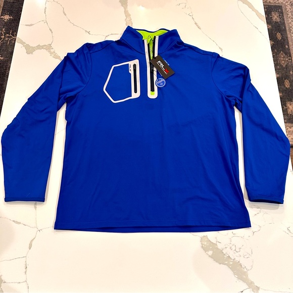 NEW RLX Ralph Lauren 1/4 Zip Pullover Mens Sz XL Blue Golf Performance Athletic